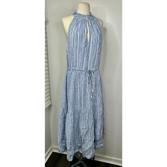 Apiece Apart Size XL Nissi Tiers Seaside Stripe Relaxed Halter Midi Dress NWT - Picture 4 of 15